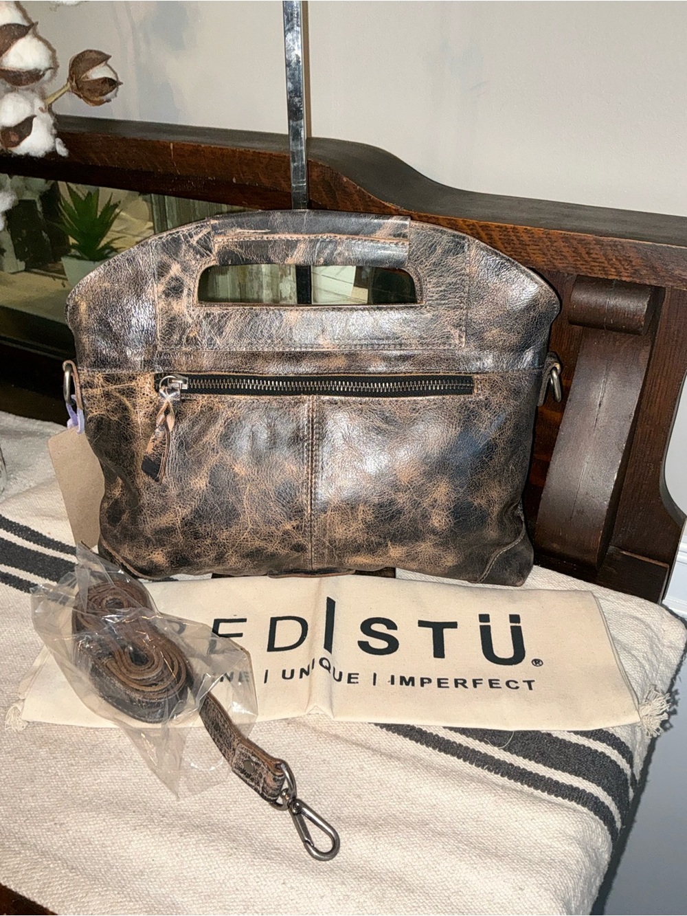 NWT Bed Stu Leather Greenway Handbag Crossbody Bag Black Lux MSRP $265 - Picture 2 of 16